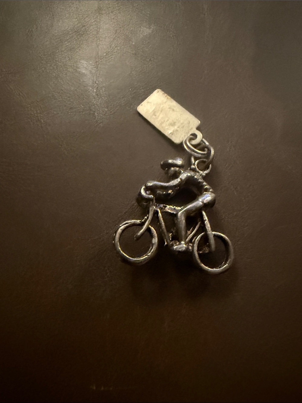 Silver Bicycle Rider Pendant Charm - Men Accessories